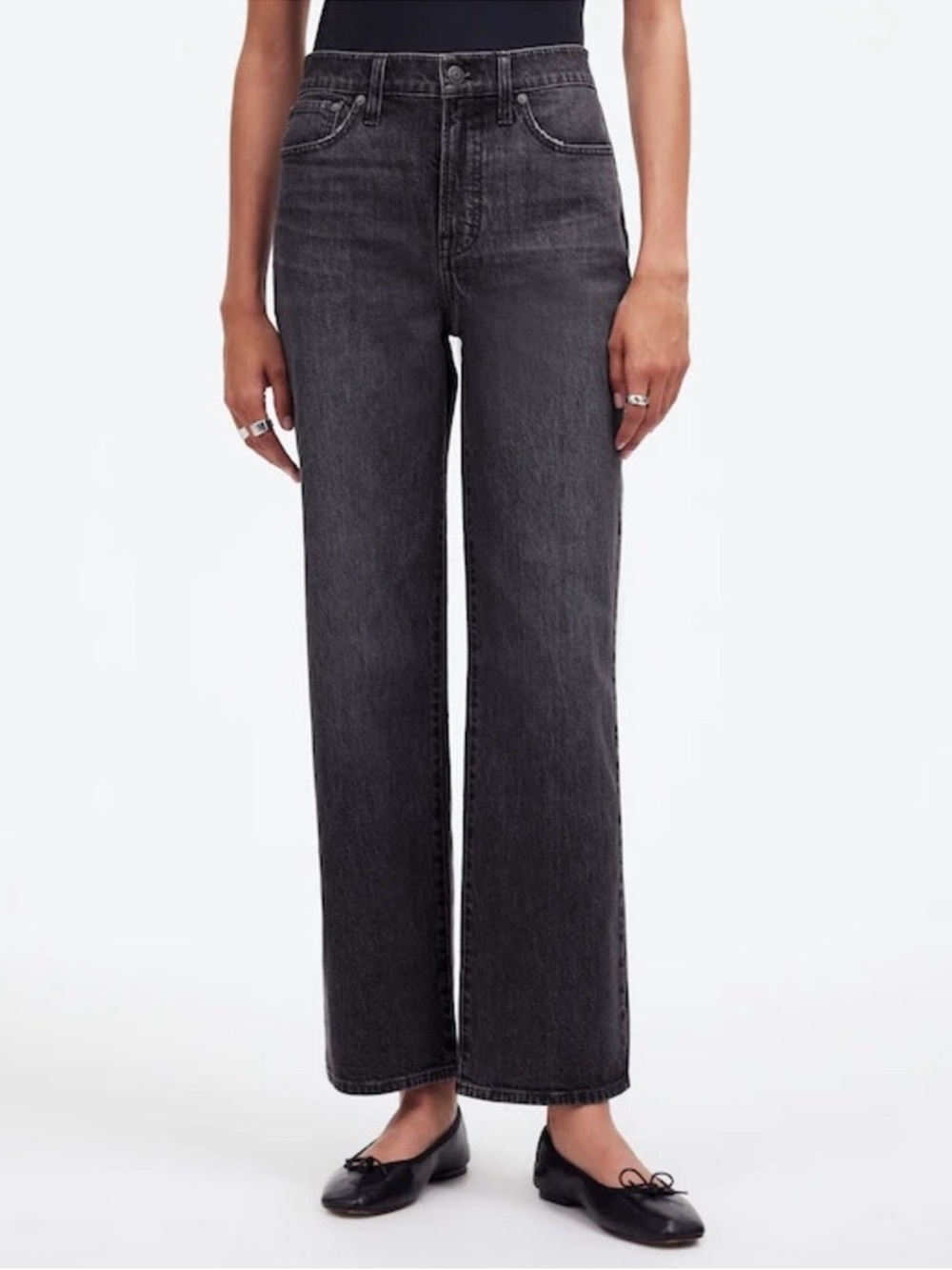 Madewell The Perfect Vintage Wide-Leg Jean High Rise Faded Black Size 29